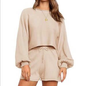 Long Sleeve Solid Color Knit Pullover 2 Piece